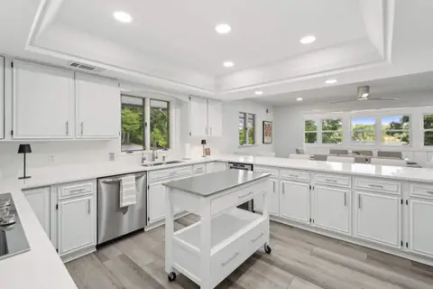 The kitchen island and range