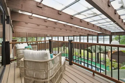 The balcony overlooking the pool