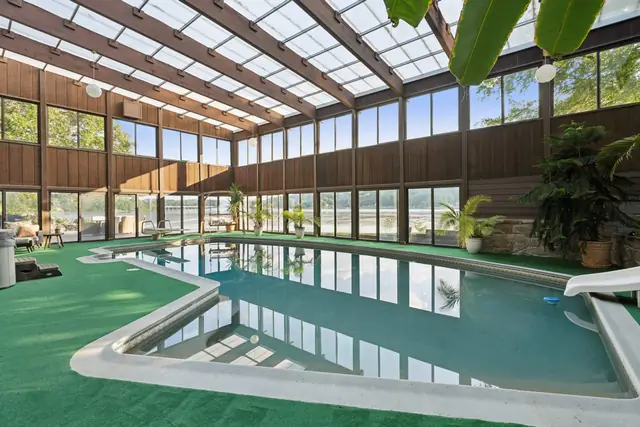The full length of the indoor pool