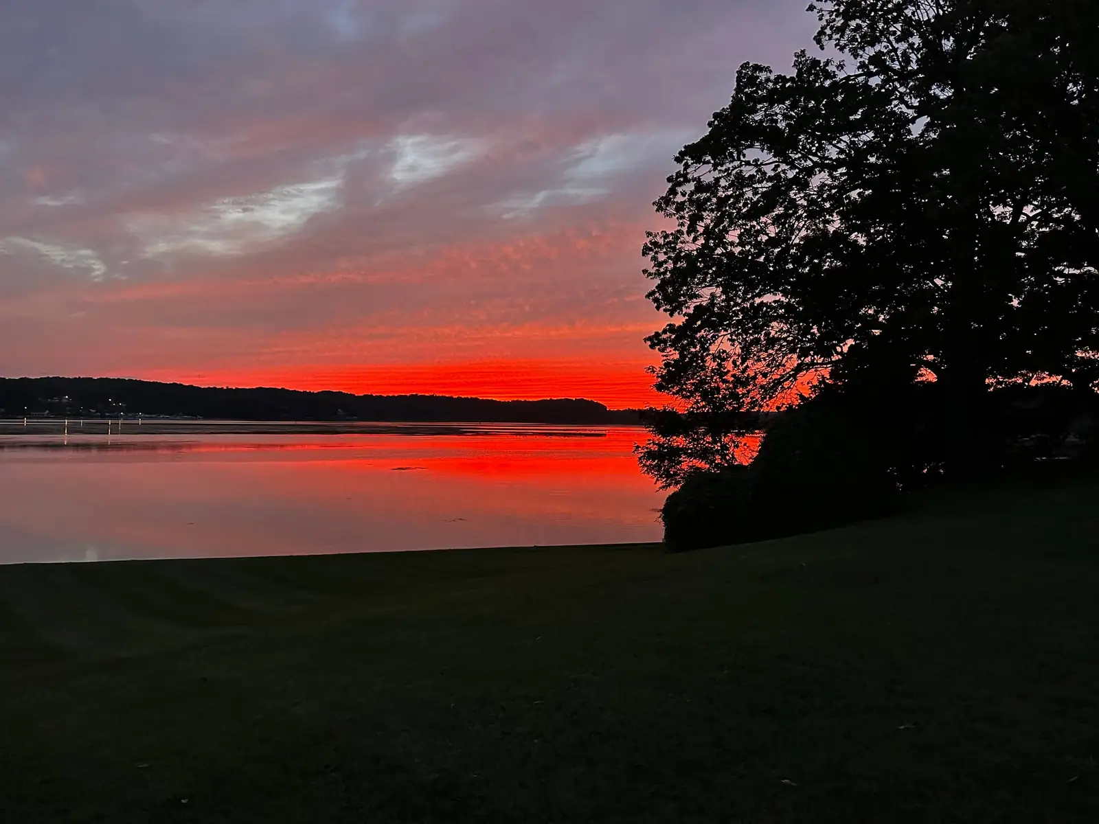 Sunset over Aquia Creek through the trees